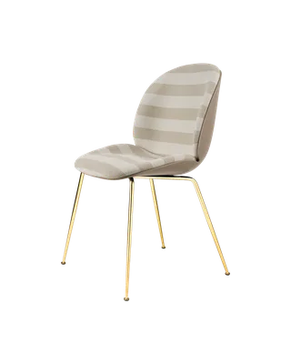 Beetle Dining Chair, Front Upholstered by GUBI in Kvadrat Sahco, Acca Stripe 0131, Brass Semi Matt, New Beige – product photo 5 of 5