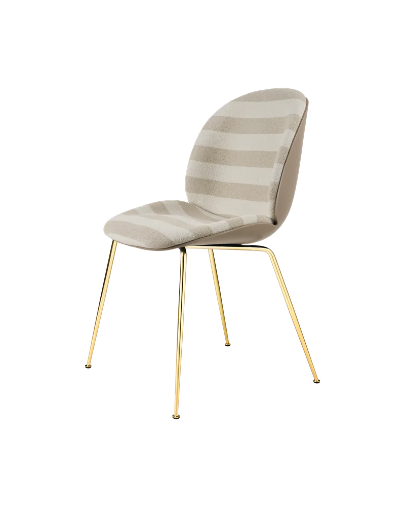 Beetle Dining Chair, Front Upholstered by GUBI in Kvadrat Sahco, Acca Stripe 0131, Brass Semi Matt, New Beige – product photo 5 of 5
