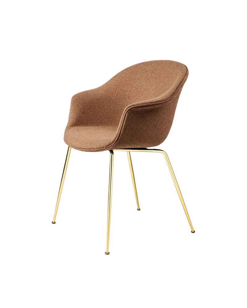 Bat Dining Chair, Fully Upholstered von GUBI in Around Bouclé, Dedar (032, Standard), Conic base, Brass Semi Matt – Produktfoto 1 von 4