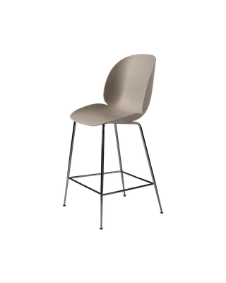 Beetle Counter Chair, Un-Upholstered von GUBI in New Beige, Black Chrome, Conic base – Produktfoto 3 von 3