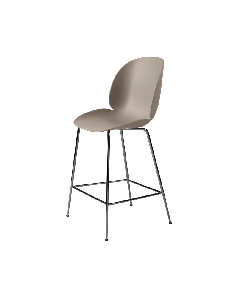 Beetle Counter Chair, Un-Upholstered von GUBI in New Beige, Black Chrome, Conic base – Produktfoto 3 von 3
