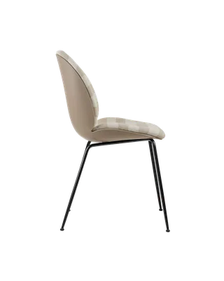 Beetle Dining Chair, Front Upholstered by GUBI in Kvadrat Sahco, Acca Stripe 0131, Matt Black, New Beige – product photo 3 of 5
