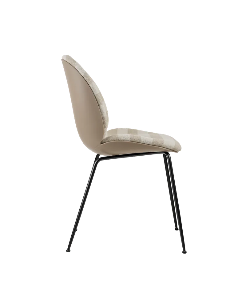 Beetle Dining Chair, Front Upholstered by GUBI in Kvadrat Sahco, Acca Stripe 0131, Matt Black, New Beige – product photo 3 of 5