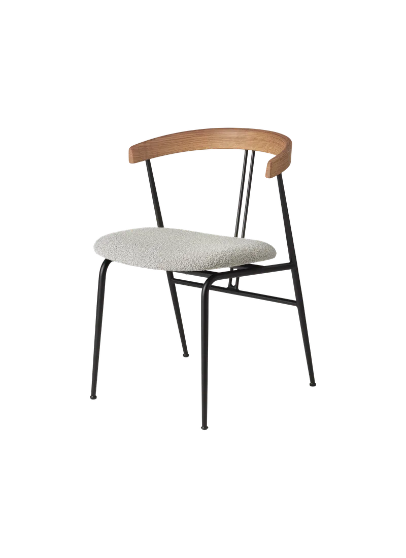 Violin Dining Chair, Seat Upholstered by GUBI in Dedar Karakorum 004, Oak – product photo
