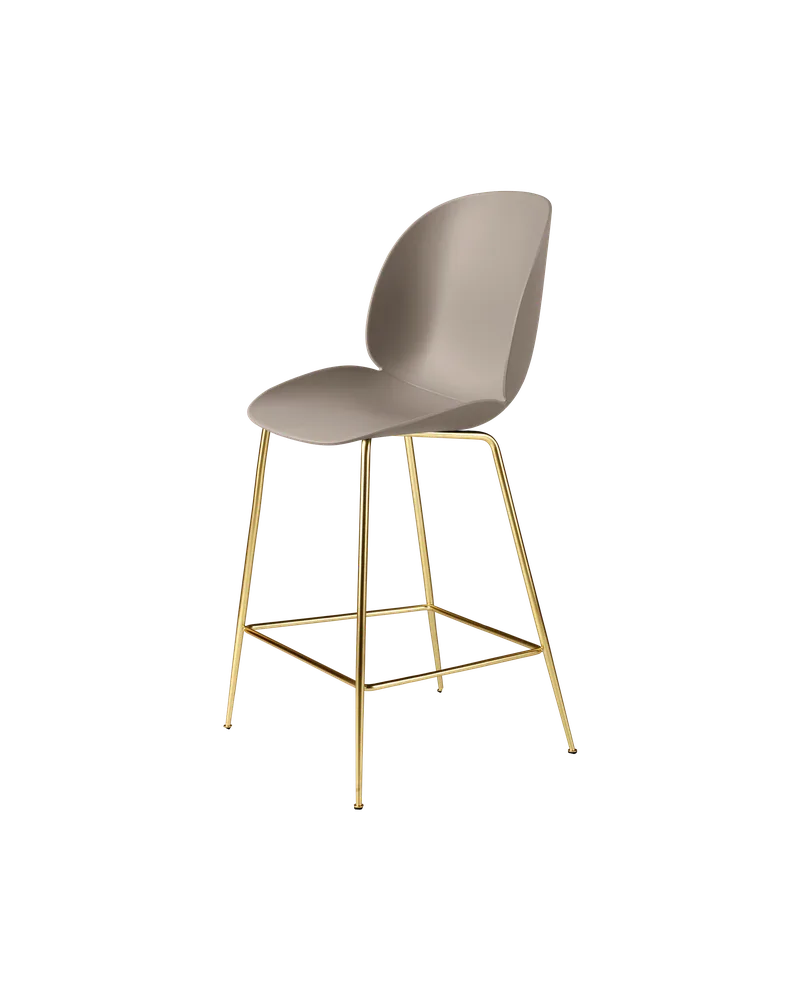 Beetle Counter Chair, Un-Upholstered de GUBI en New Beige, Brass Semi Matt, Conic base – photo du produit 3 sur 3