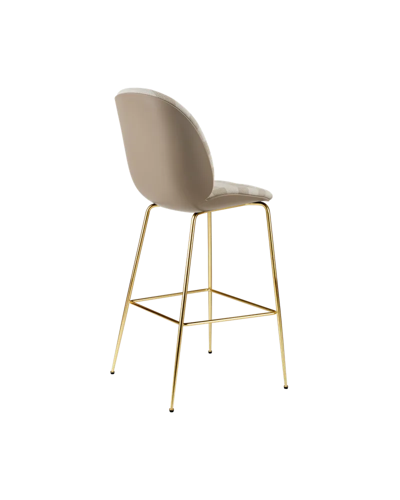 Beetle Bar Chair, 3D Veneer & Front Upholstered by GUBI in Kvadrat Sahco, Acca Stripe 0131, New Beige, Brass Semi Matt – product photo 2 of 4