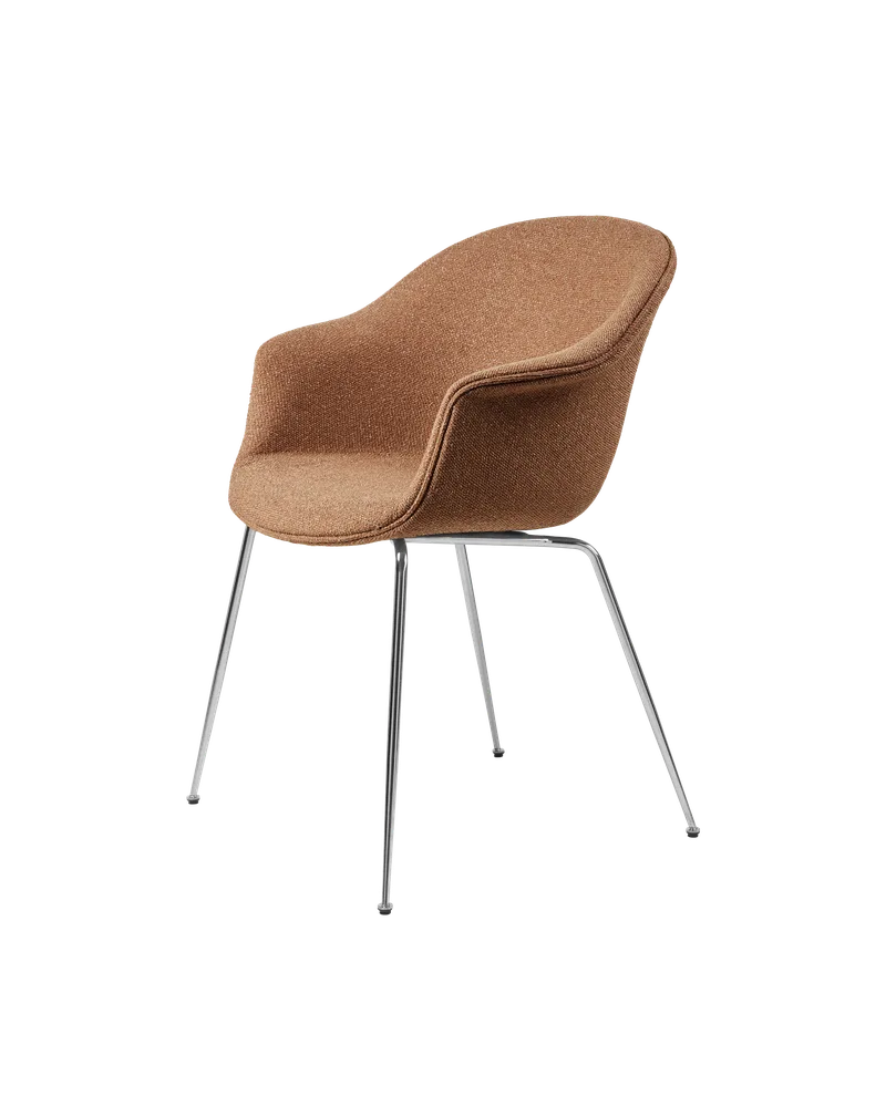 Bat Dining Chair, Fully Upholstered van GUBI in Around Bouclé, Dedar (032, Standard), Conic base, Chrome – productfoto 1 van 4
