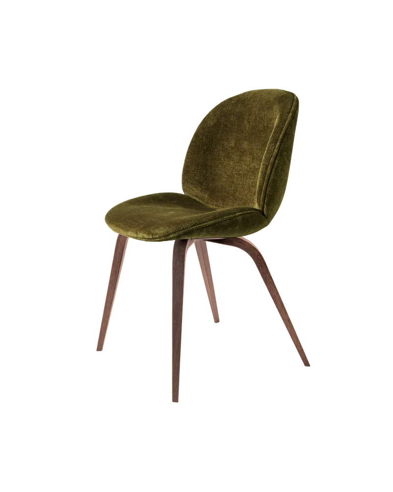 Beetle Dining Chair, Fully Upholstered van GUBI in Mumble, Glamour Group (40, Standard), Wood base, American Walnut – productfoto 5 van 5