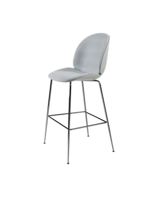 Beetle Bar Chair, 3D Veneer & Front Upholstered de GUBI en Kvadrat Sahco, Acca Stripe 0731, Lunar Gray, Black Chrome – photo du produit 4 sur 4
