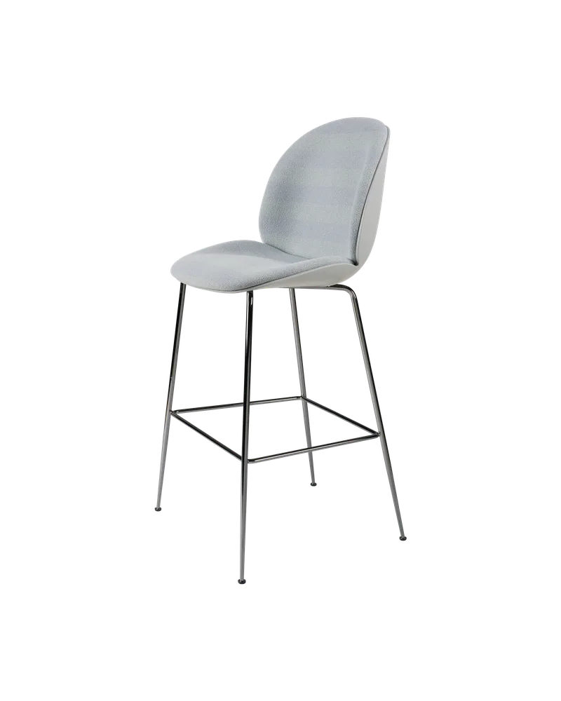 Beetle Bar Chair, 3D Veneer & Front Upholstered de GUBI en Kvadrat Sahco, Acca Stripe 0731, Lunar Gray, Black Chrome – photo du produit 4 sur 4