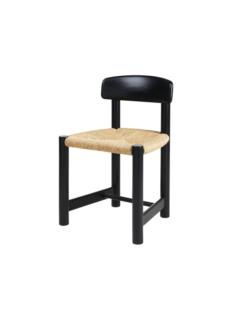 Daumiller Side Chair by GUBI in Brown/Black Pine, Natural Rush – product photo