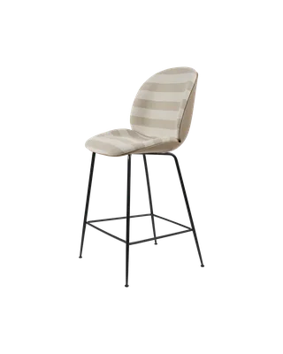 Beetle Counter Chair, 3D Veneer & Front Upholstered von GUBI in New Beige, Matt Black, Kvadrat Sahco, Acca Stripe 0131 – Produktfoto 4 von 4