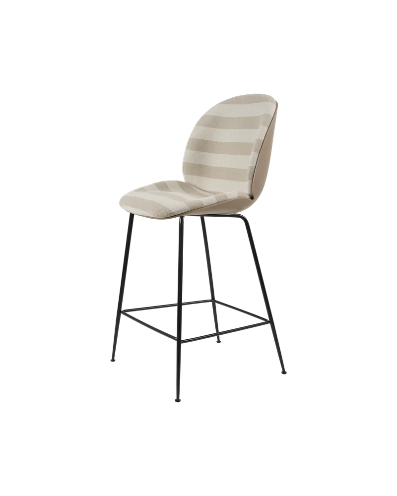 Beetle Counter Chair, 3D Veneer & Front Upholstered von GUBI in New Beige, Matt Black, Kvadrat Sahco, Acca Stripe 0131 – Produktfoto 4 von 4