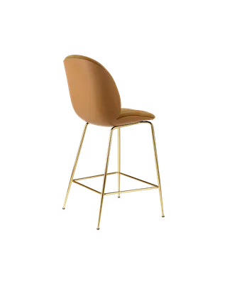 Beetle Counter Chair, 3D Veneer & Front Upholstered by GUBI in Amber Brown, Brass Semi Matt, Kvadrat Sahco, Acca Stripe 0331 – product photo 2 of 4