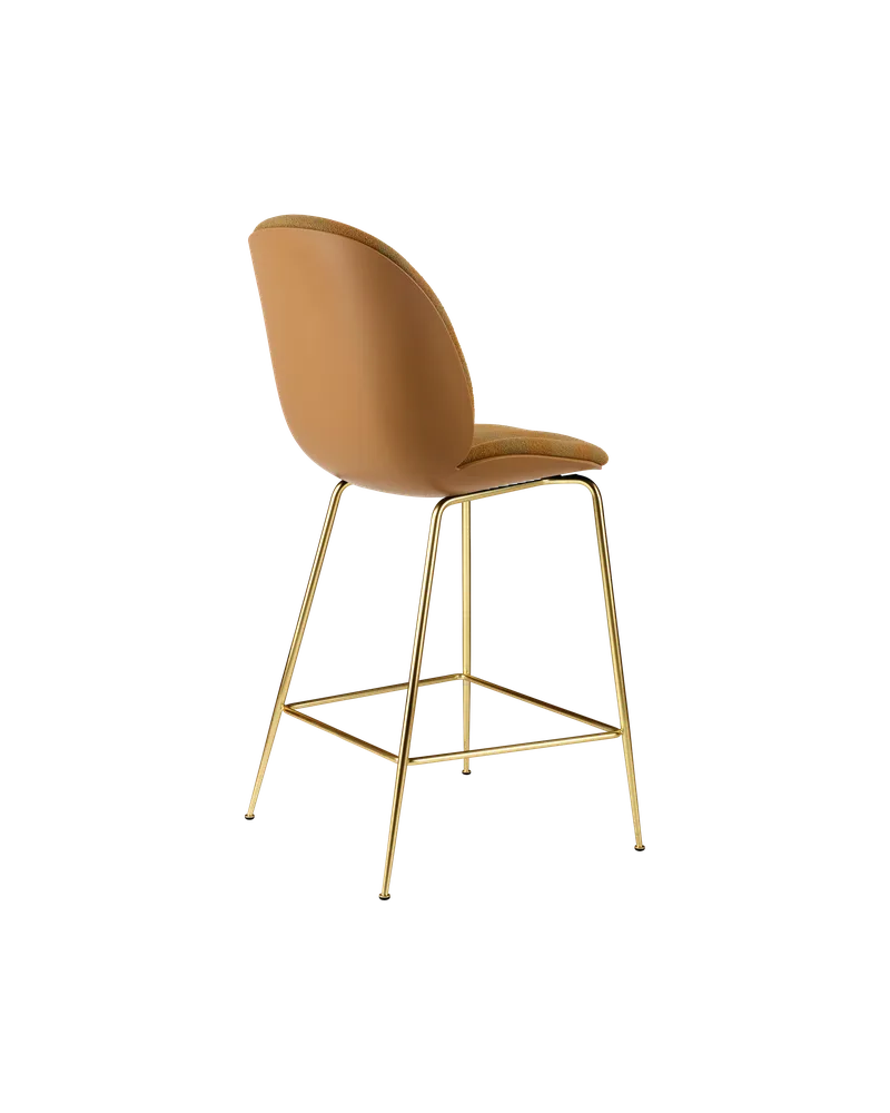 Beetle Counter Chair, 3D Veneer & Front Upholstered by GUBI in Amber Brown, Brass Semi Matt, Kvadrat Sahco, Acca Stripe 0331 – product photo 2 of 4