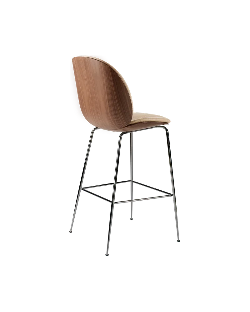 Beetle Bar Chair, 3D Veneer & Front Upholstered by GUBI in Flair Special FR, Dedar (134, Standard), American Walnut Semi Matt Lacquered, Black Chrome – product photo 1 of 2