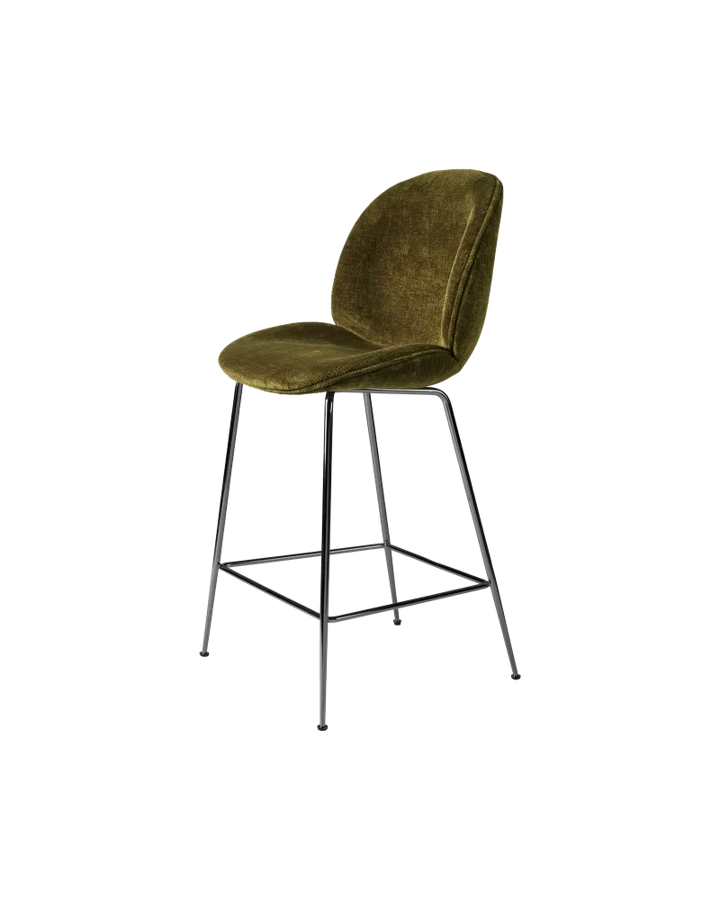 Beetle Counter Chair, Fully Upholstered von GUBI in Conic base, Black Chrome, Mumble, Glamour Group (40, Standard) – Produktfoto 4 von 4