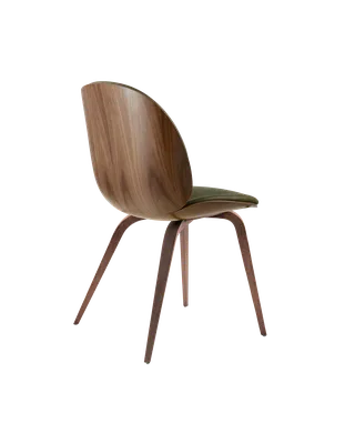 Beetle Dining Chair, 3D Veneer & Front Upholstered by GUBI in Soft Leather, GUBI (Army, Standard), American Walnut, American Walnut Semi Matt Lacquered, EU – product photo 2 of 3