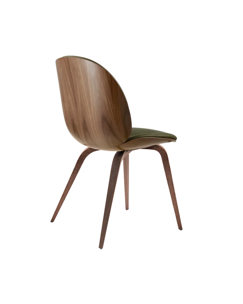 Beetle Dining Chair, 3D Veneer & Front Upholstered by GUBI in Soft Leather, GUBI (Army, Standard), American Walnut, American Walnut Semi Matt Lacquered, EU – product photo 2 of 3