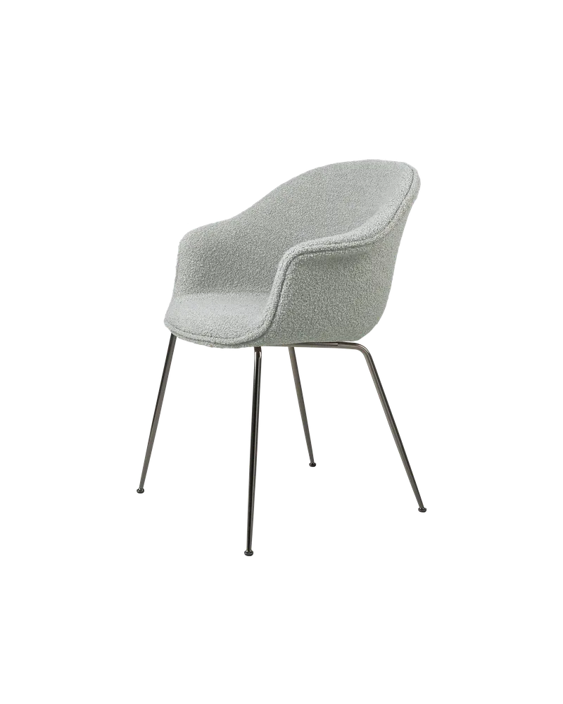 Bat Dining Chair, Fully Upholstered by GUBI in Karakorum, Dedar (004, Standard), Conic base, Black Chrome – product photo 3 of 5