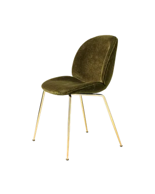 Beetle Dining Chair, Fully Upholstered van GUBI in Mumble, Glamour Group (40, Standard), Conic base, Brass Semi Matt – productfoto 5 van 5