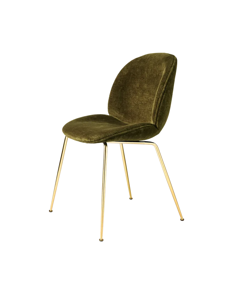 Beetle Dining Chair, Fully Upholstered van GUBI in Mumble, Glamour Group (40, Standard), Conic base, Brass Semi Matt – productfoto 5 van 5