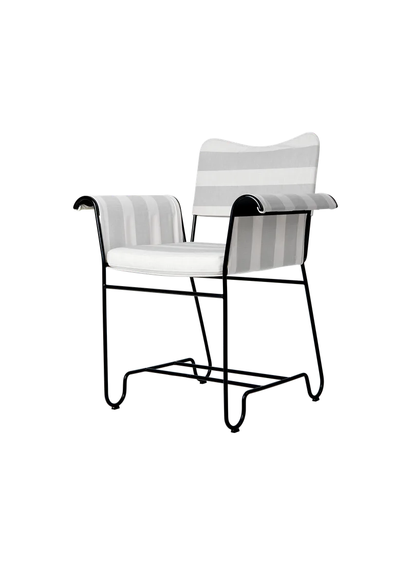 Tropique Dining Chair by GUBI in Leslie Stripe, Limonta (020, Standard), None, Classic Black – product photo