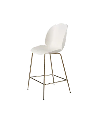 Beetle Counter Chair, Un-Upholstered von GUBI in Alabaster White, Antique Brass, Conic base – Produktfoto 3 von 3