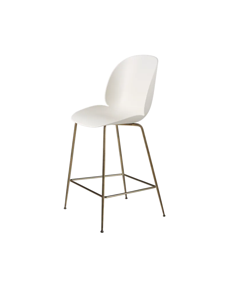 Beetle Counter Chair, Un-Upholstered von GUBI in Alabaster White, Antique Brass, Conic base – Produktfoto 3 von 3