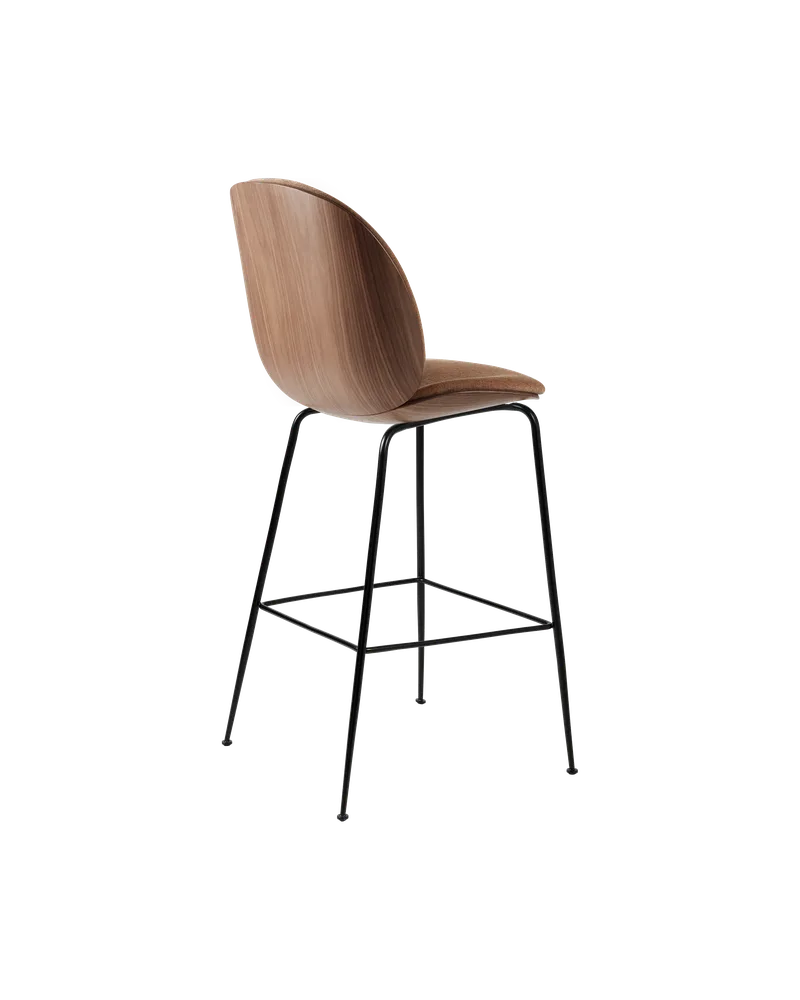 Beetle Bar Chair, 3D Veneer & Front Upholstered by GUBI in Belsuede Special FR, Dedar (132, Standard), American Walnut Semi Matt Lacquered, Matt Black – product photo 1 of 2