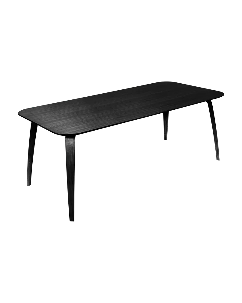 GUBI Dining Table, Rectangular van GUBI in Black Stained Ash Semi Matt Lacquered, Black Stained Ash Semi Matt Lacquered, 100 × 200 cm – productfoto