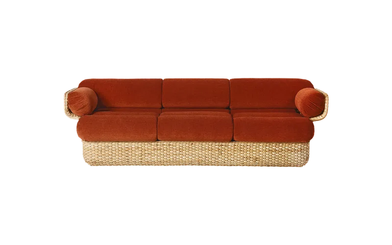 Basket Sofa by GUBI in Belsuede Special FR, Dedar (133, Standard), 3 seater, Rattan – product photo 4 of 7