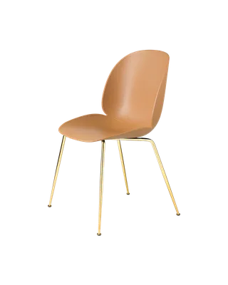 Beetle Dining Chair, Un-Upholstered by GUBI in Amber Brown, Conic base, Brass Semi Matt – product photo 3 of 3