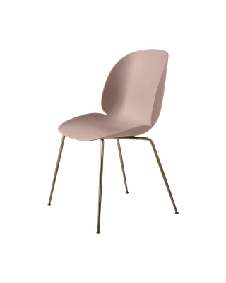 Beetle Dining Chair, Un-Upholstered by GUBI in Sweet Pink, Conic base, Antique Brass – product photo 3 of 3