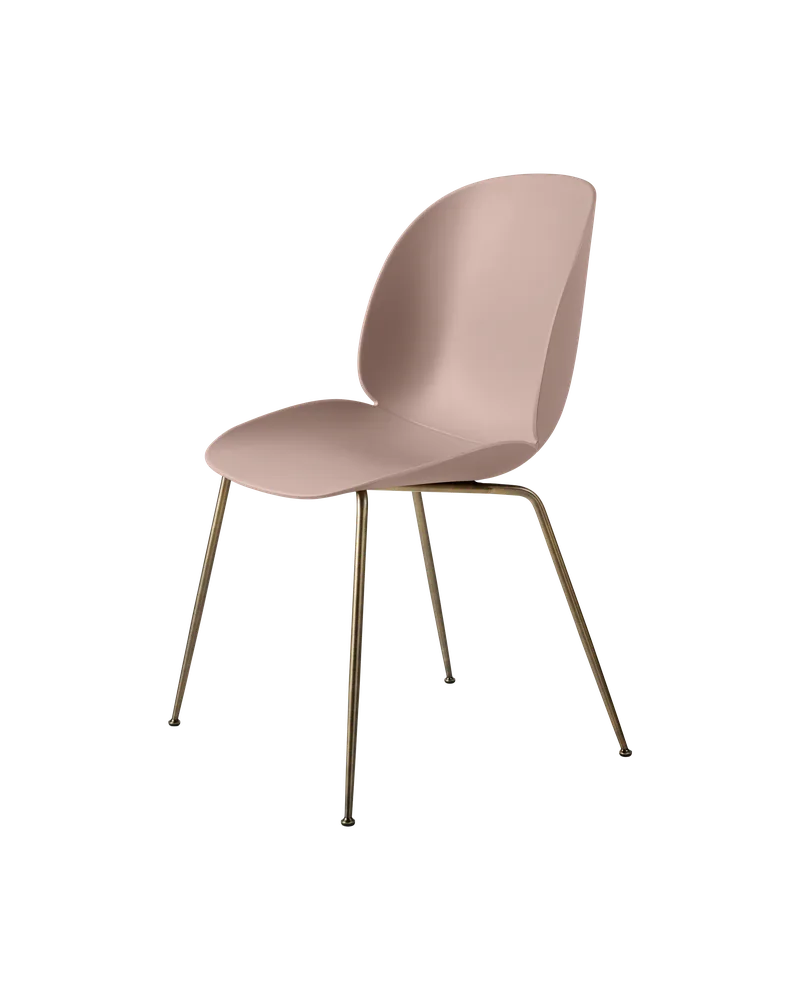 Beetle Dining Chair, Un-Upholstered by GUBI in Sweet Pink, Conic base, Antique Brass – product photo 3 of 3