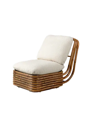 Bohemian 72 Lounge Chair von GUBI in Lupo Special Diagonal Bouclé, Dedar (007, Standard), Rattan – Produktfoto 5 von 5