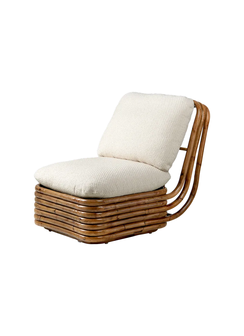 Bohemian 72 Lounge Chair von GUBI in Lupo Special Diagonal Bouclé, Dedar (007, Standard), Rattan – Produktfoto 5 von 5