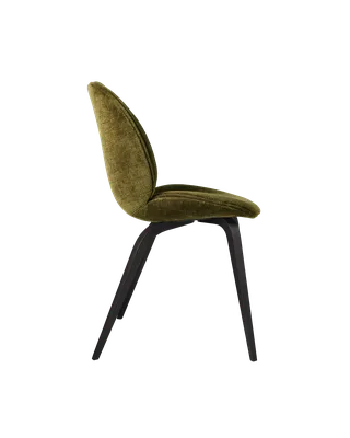 Beetle Dining Chair, Fully Upholstered von GUBI in Mumble, Glamour Group (40, Standard), Wood base, Black Stained Beech – Produktfoto 2 von 5