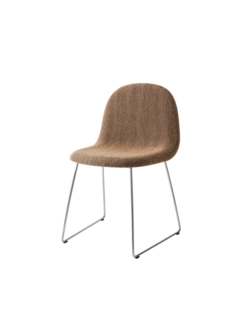 GUBI 3D Dining Chair, Fully Upholstered by GUBI in Bouclé, GUBI (005, Standard), Sledge base – product photo