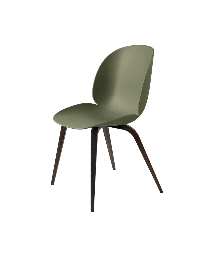Beetle Dining Chair, Un-Upholstered by GUBI in Fern Green, Wood base, Smoked Oak – product photo 3 of 3