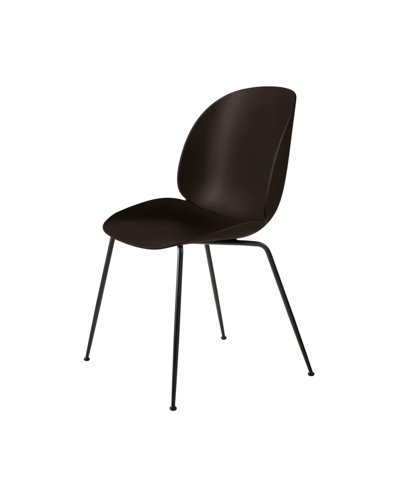 Beetle Dining Chair, Un-Upholstered von GUBI in Mocha Brown, Conic base, Matt Black – Produktfoto 3 von 3