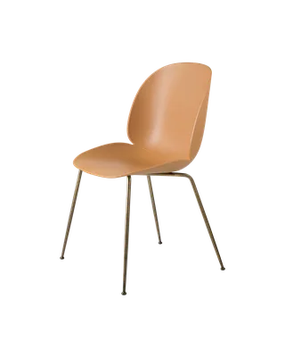 Beetle Dining Chair, Un-Upholstered by GUBI in Amber Brown, Conic base, Antique Brass – product photo 3 of 3