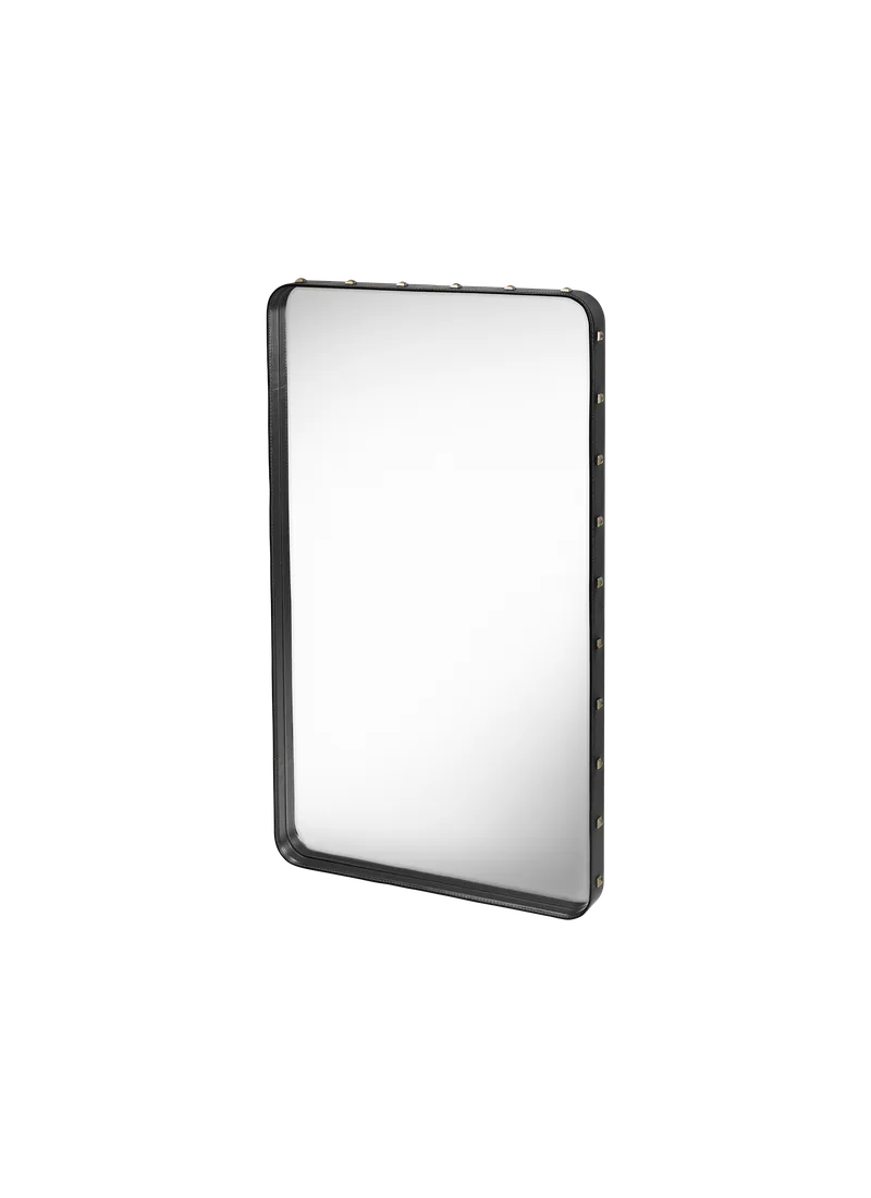 Adnet Wall Mirror, Rectangular van GUBI in Black Leather, 70 × 115 cm – productfoto 1 van 3