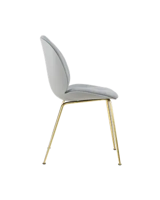 Beetle Dining Chair, Front Upholstered van GUBI in Kvadrat Sahco, Acca Stripe 0731, Brass Semi Matt, Lunar Gray – productfoto 3 van 5