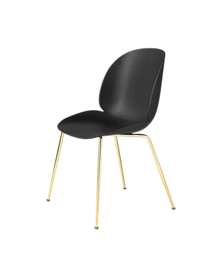 Beetle Dining Chair, Un-Upholstered von GUBI in Black, Conic base, Brass Semi Matt – Produktfoto 3 von 3