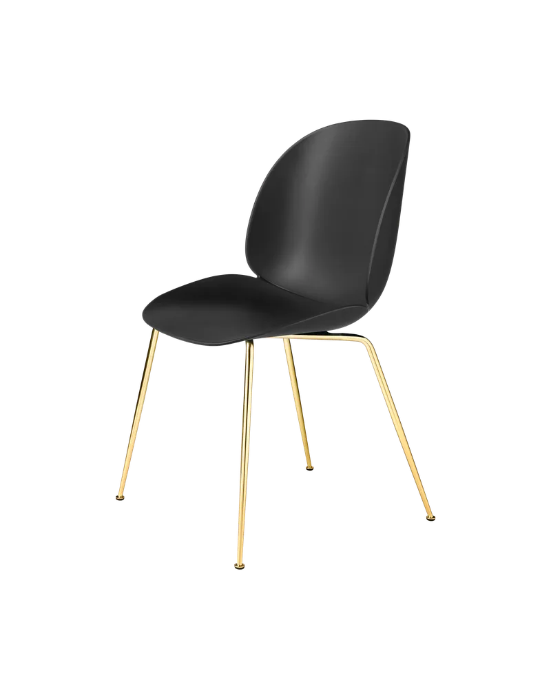 Beetle Dining Chair, Un-Upholstered von GUBI in Black, Conic base, Brass Semi Matt – Produktfoto 3 von 3