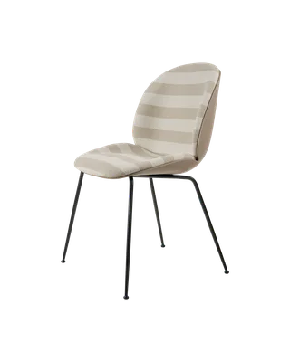 Beetle Dining Chair, Front Upholstered by GUBI in Kvadrat Sahco, Acca Stripe 0131, Matt Black, New Beige – product photo 5 of 5