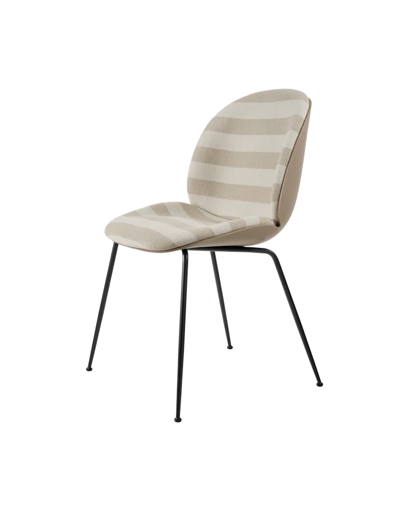 Beetle Dining Chair, Front Upholstered by GUBI in Kvadrat Sahco, Acca Stripe 0131, Matt Black, New Beige – product photo 5 of 5