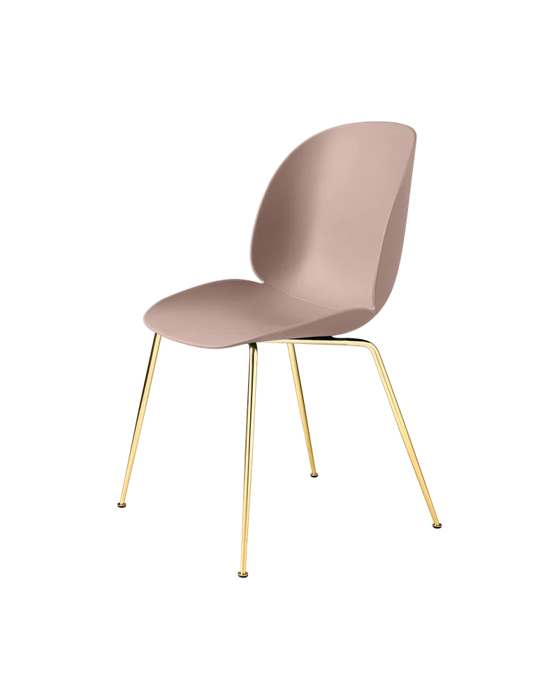 Beetle Dining Chair, Un-Upholstered by GUBI in Sweet Pink, Conic base, Brass Semi Matt – product photo 3 of 3