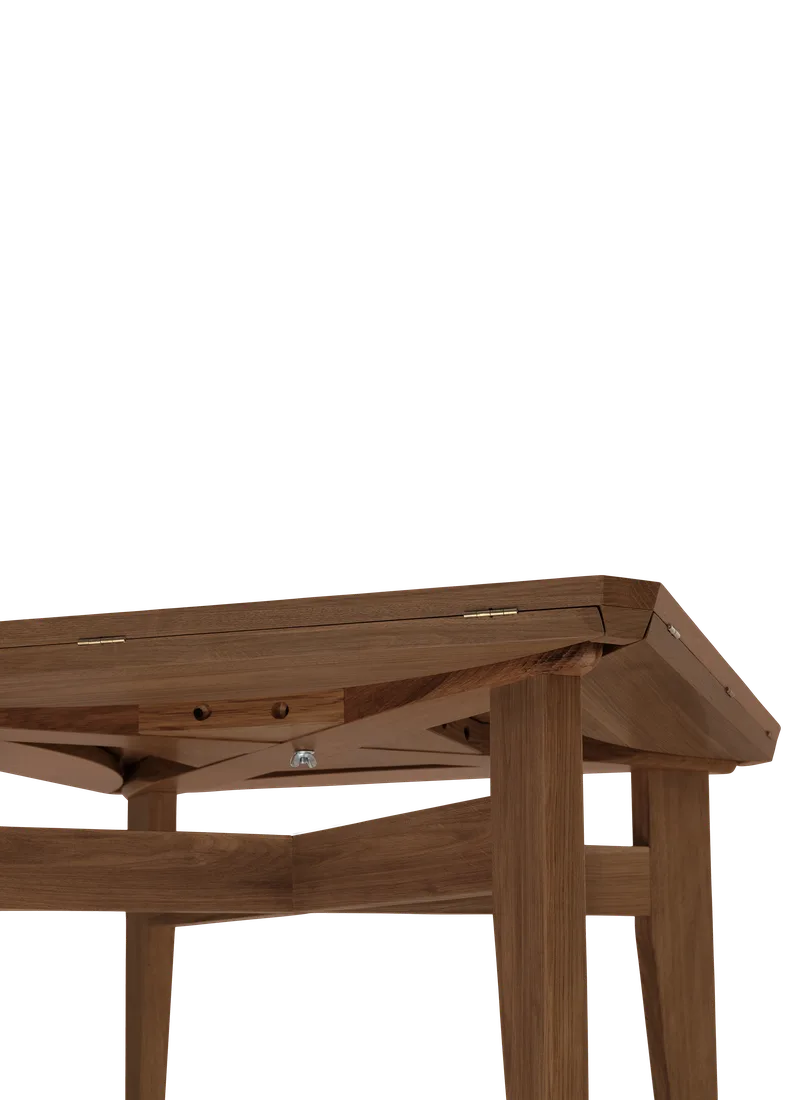 B-Table Dining Table, Pivoting Extendable Top by GUBI in American Walnut Matt Lacquered, American Walnut Matt Lacquered, 85 × 85 / Ø116 cm – product photo 3 of 5